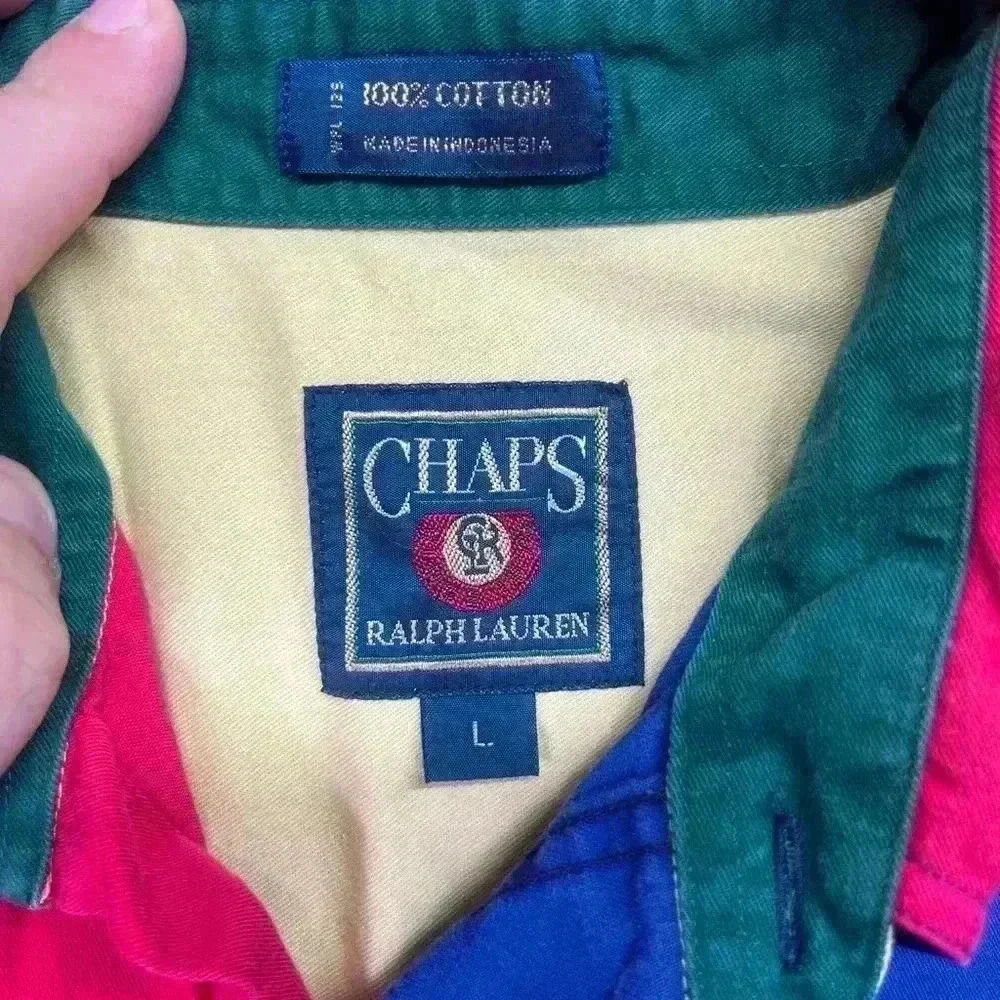 Chaps Ralph Lauren 90’s Vintage Colorblock Button Shirt Mens L Dad Cool 1052 - Picture 3 of 7